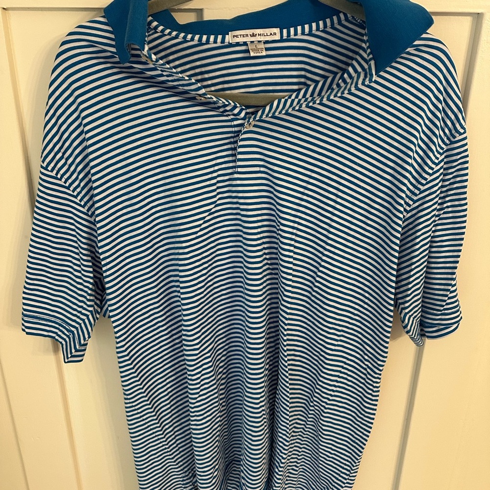 Peter Millar Classic Blue and White Polo